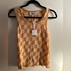 NWT Beklina Checkered Tan Top S